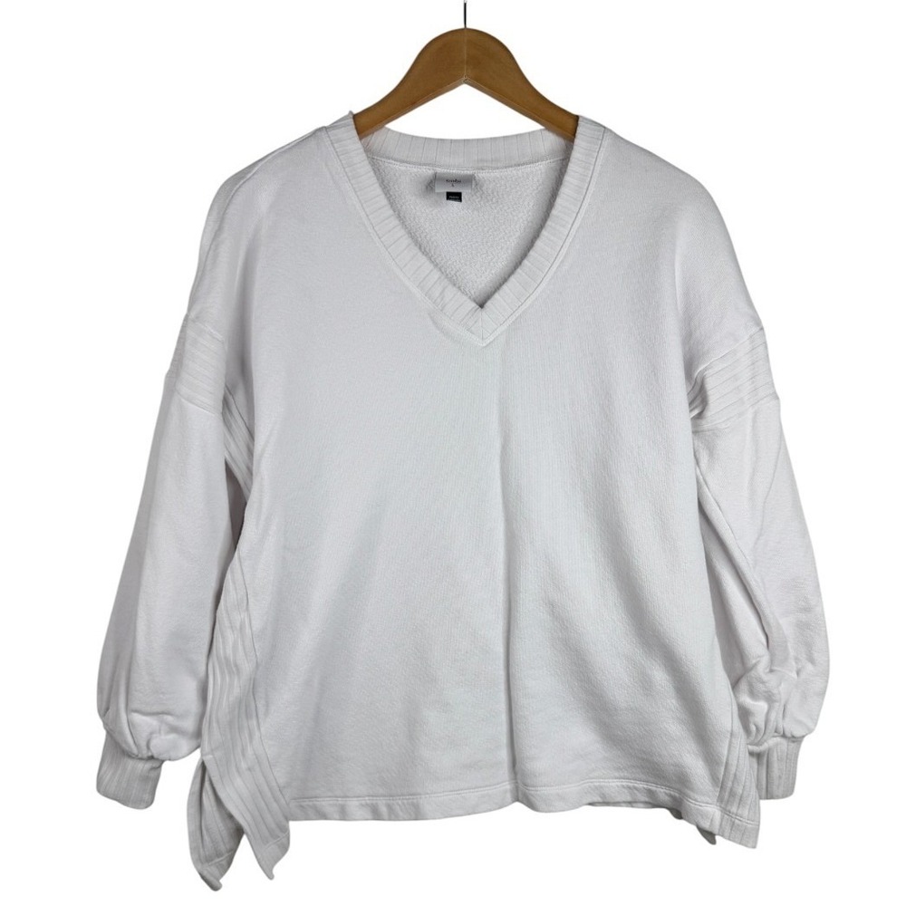 Cabi New Kayak Pullover #6118 White V Neck Summer Top Size Large Womens